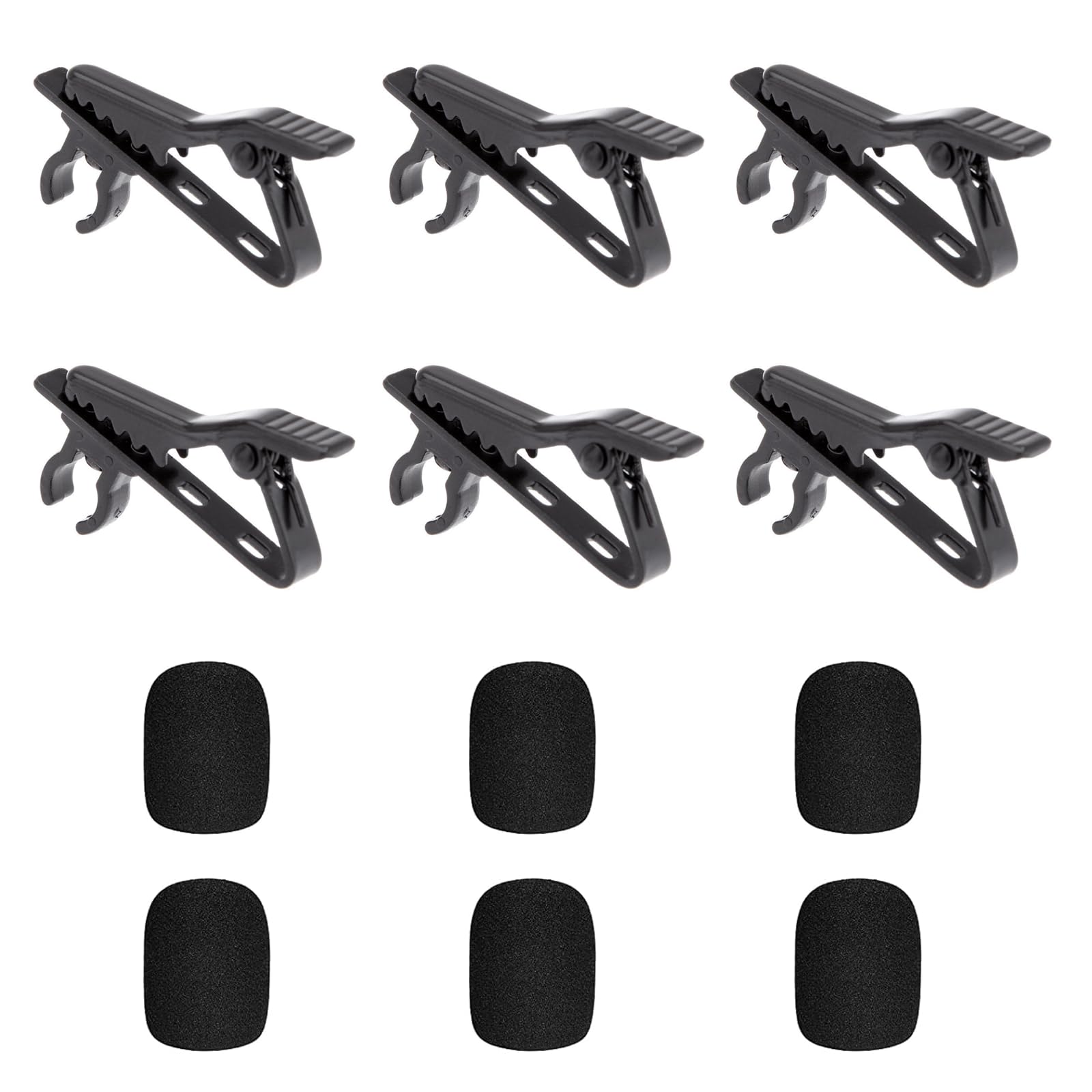 HYMAIPROSPERITY 12pcs Good Elasticity Microphone Tie Clips Sturdy and Portable Lapel Mic Clips with Foam Mic Cover Protector for Lavalier Microphones