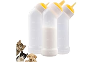 JIAXIX Pet Nursing Bottle for Newborn Animals,Kitten Bottle Feeding Kit Silicone Nipple for Kittens Puppys Rabbits Squirrel (Yellow, Small+Medium+Large)