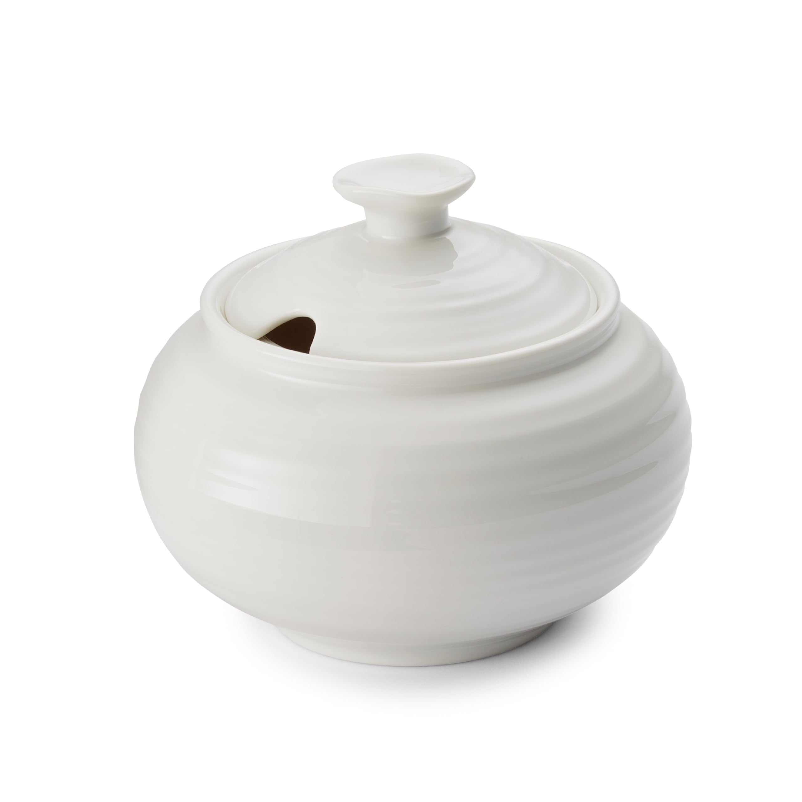 Portmeirion x Sophie Conran Sugar Bowl with Lid - White Porcelain Sugar Pot, Microwave, Oven & Dishwasher Safe, Presented in a Giftable Design, Suitable for Everyday Use or Gifting