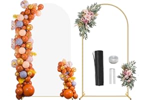 PARSEBIO 7.2 FT Wedding Arch Backdrop Stand and White Arch Cover Set, Metal Arch Stand with Arch Stand Cover for Birthday Party Wedding Ceremony Bridal Baby Shower Event Decor