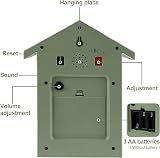 Eummy Green Minimalist Cuckoo Wall Clock Battery Powered Birdhouse Pendulum view 3