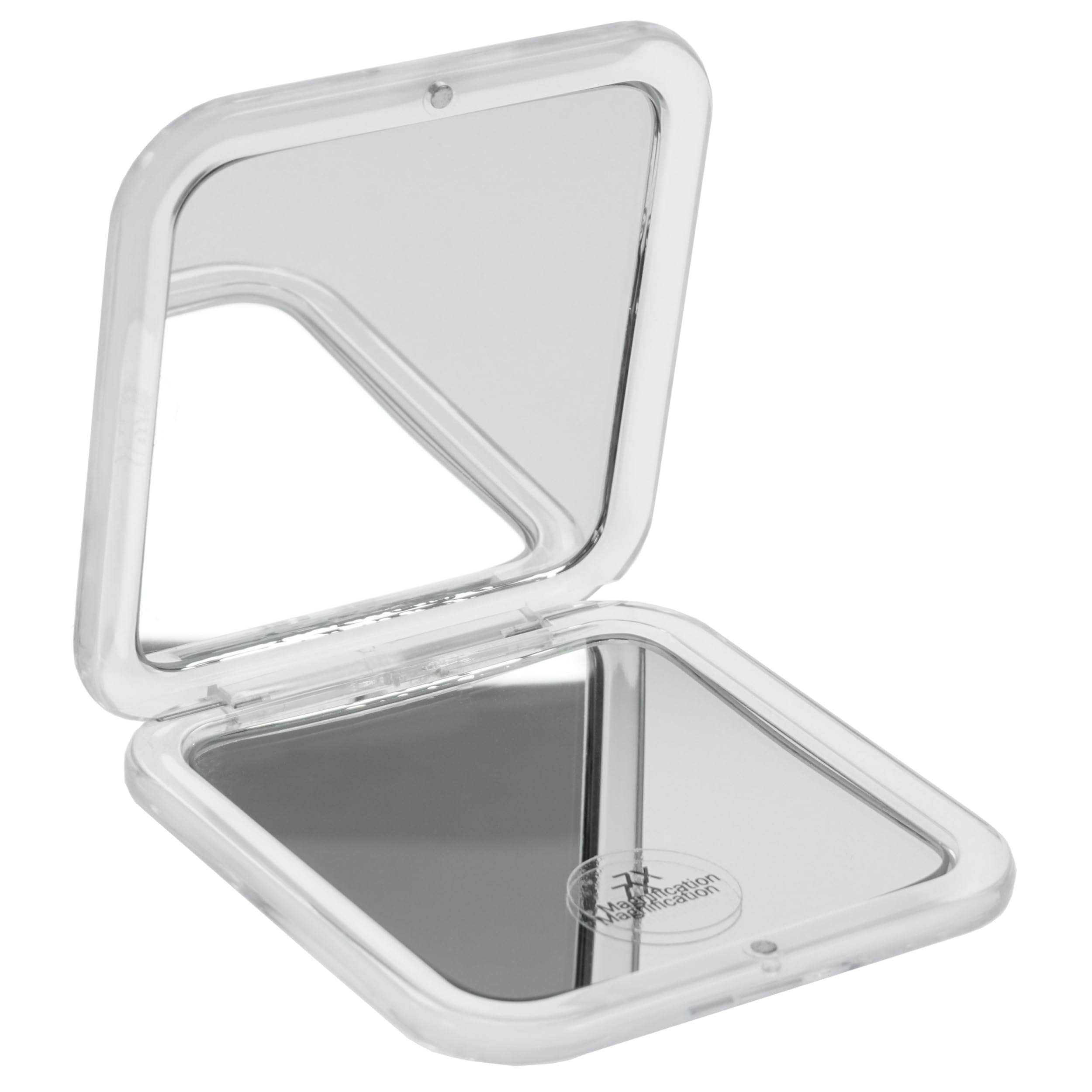 Fantasia Compact Mirror Square Plastic White Double-Sided Normal and 7x Magnification 8.5 x 8.5 cm Handy Folding Mirror