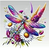 Sparkling Dragonfly Flower PVC Vinyl Car Decals Stickers Waterproof Self-Adhesive Decals for Cars, Laptops, Trucks, Motorcycles Wall Window Luggage Scratch Cover Door Decor Sticker