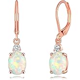 CiNily Opal Dangle Earrings for Women Trendy 14k Gold Plated Drop Dangle Earrings Created Fire Opal Drop Earrings Hypoallergenic Birthstone CZ Earrings Jewelry Gifts for Men Teen Girls