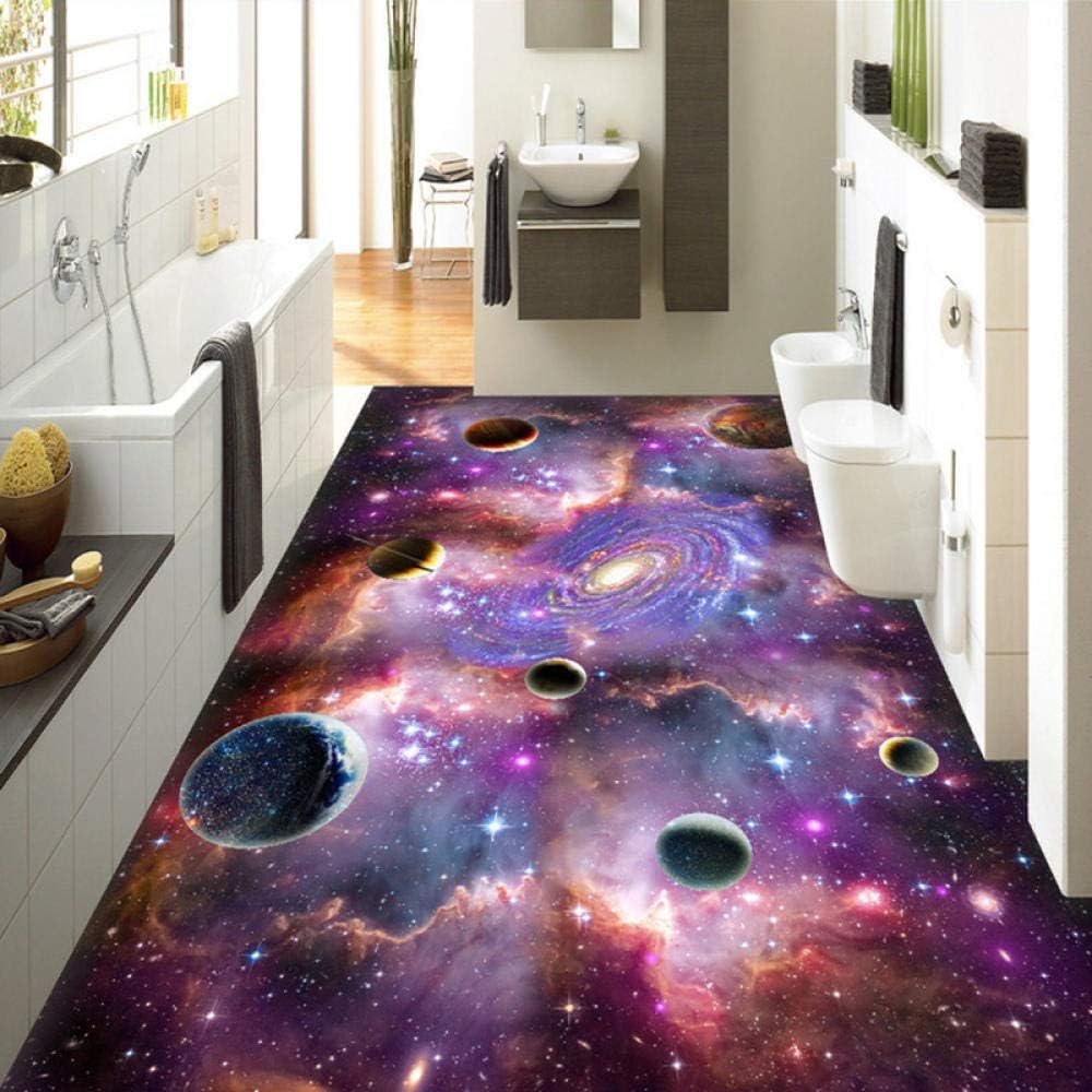 Custom Murals Wallpaper 3D Stereo Universe Starry Sky Galaxy Floor Tiles Painting Stickers Bathroom Living Room PVC Waterproof Self-Adhesive 350x245cm