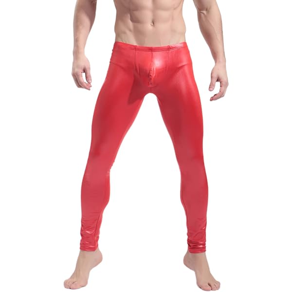 Fashion Men's Faux Leather Tight Pants Man Leggings PVC Long Trousers Underwear