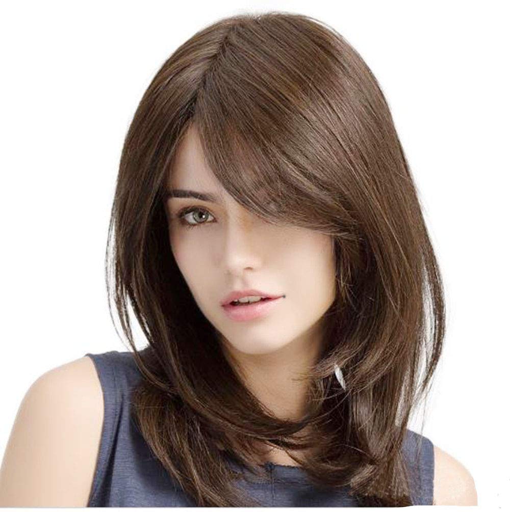 Color Brown Wigs Black Wig Short Straight Hair Brown Highlights