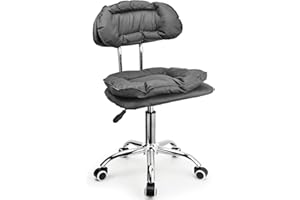 JOSTZHXIN Rolling Stool Backrest, Thick Seat Padding, Heavy Duty Home Office Rolling Chair, Adjustable Height Swivel Stool Chair for Nail Salon Spa Massage Tattoo Work (Dark Grey)