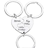 BESPMOSP 3PCs Mom Big Sister Little Brother Matching Heart Keychain Mom Big Bro Little Sis Jewelry Son Daughter Birthday Anniversary Christmas Gifts