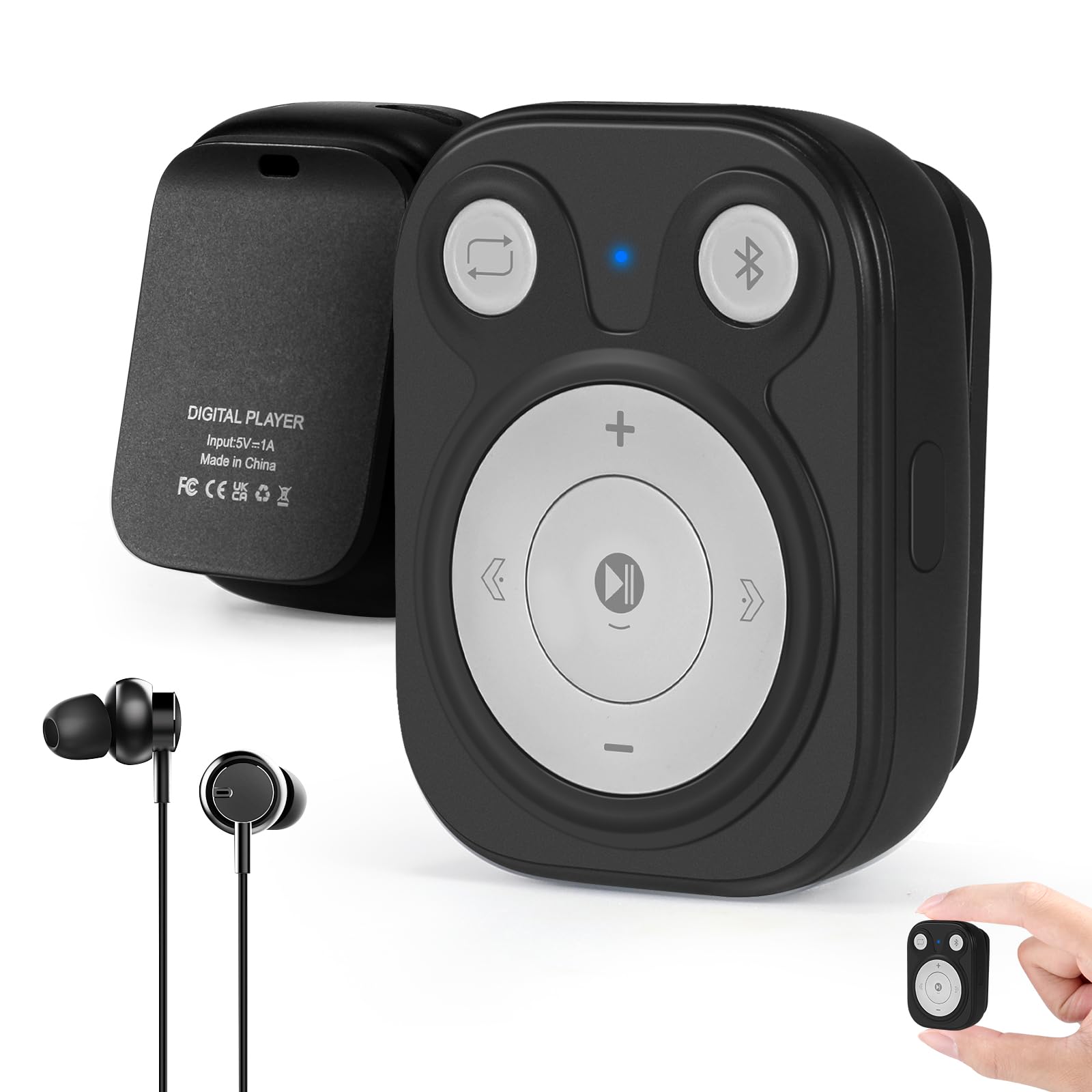 Photo 1 of Clip MP3 Player: Bluetooth 5.3, Earphones Included, 15 Hours Battery Mini Music Player, 1000+ Songs Storage, No Phone Needed, Portable Music Players for Sports, Reading, Learning (64GB-Black)