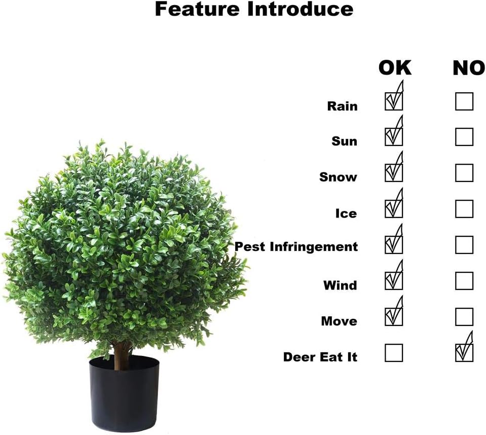 24''T Boxwood Ball Shaped Topiary Home & Garden Potted Artificial Shrubs Tree (1 PC) -