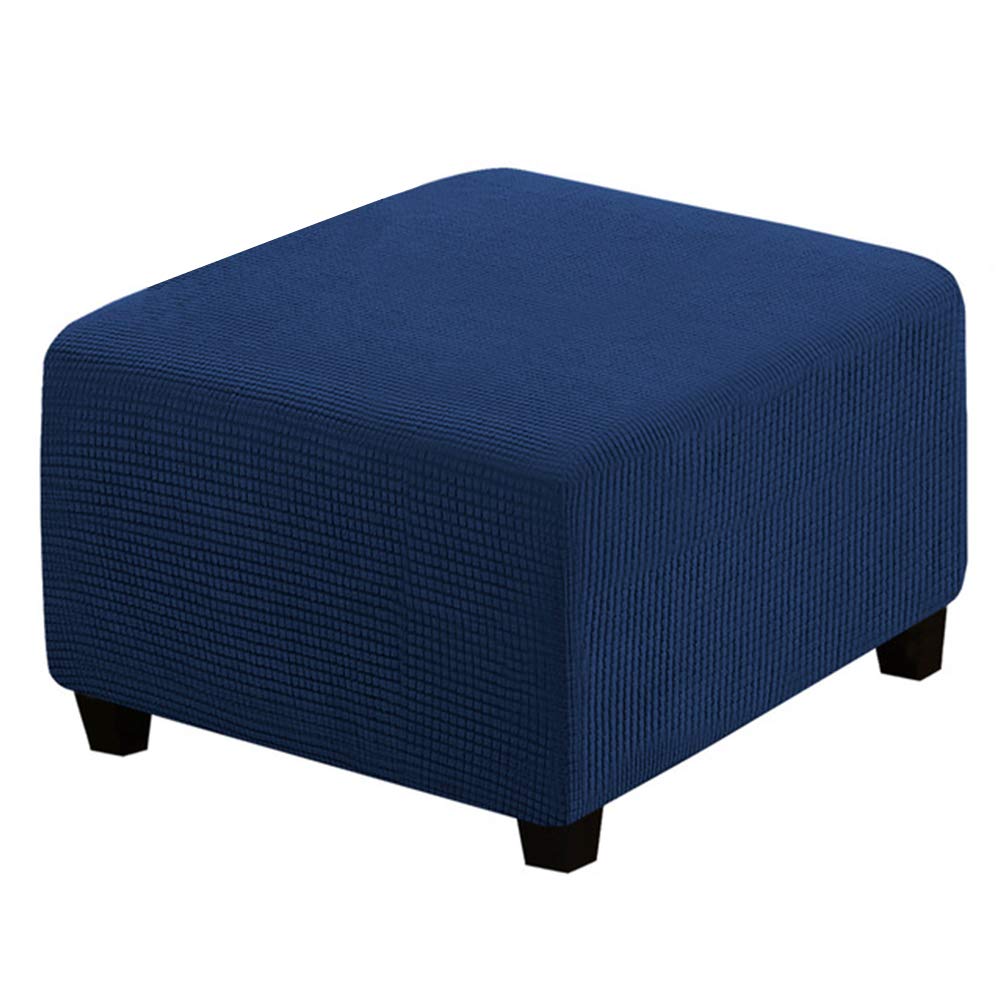 Meigeh Rectangular Ottoman Cover for Footstool, Rectangular Ottoman Cover, Navy Blue Square