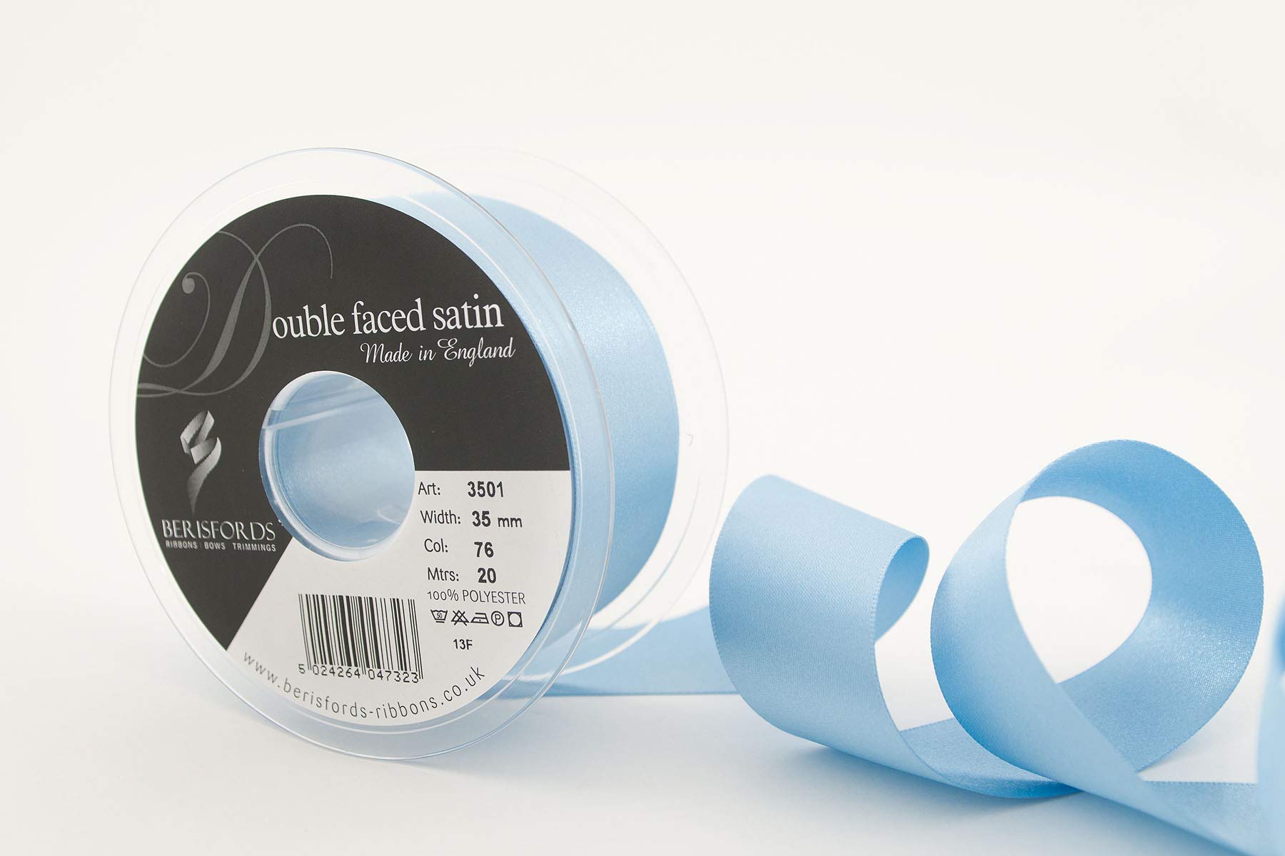 Berisfords 3501 Double Satin Ribbon, Cornflower, 35 mm — image 1