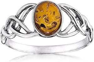 Ian and Valeri Co. Amber Sterling Silver Oval Celtic Knots Ring