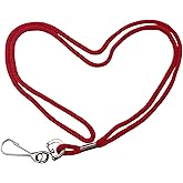 HOSL 100 Pack Badge Lanyards Business ID Card Lanyards Employee Students Lanyard Round 36" With Swivel Hook (Red)