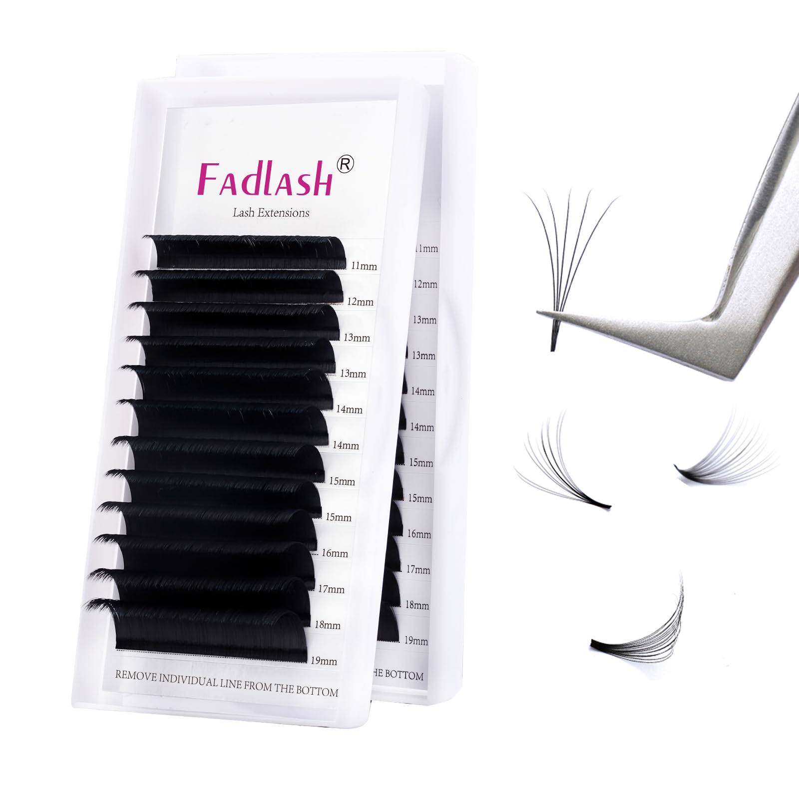 FADLASH Easy Fan Lashes - CC Curl 0.03 11-19mm Mixed Length Russian Lashes - Natural Look Self Fanning Eyelashes - Automatic Blooming Extensions — image 1
