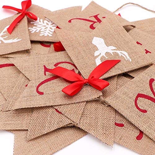 image for SOONAN Merry Christmas Banner Decoration with Snowflake Reindeer Bow R