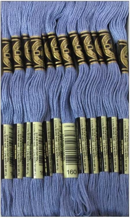 DMC Bulk Buy Thread 6-Strand Embroidery Cotton 8.7 Yards Medium Grey Blue New Family 117-160 (12-Pack)