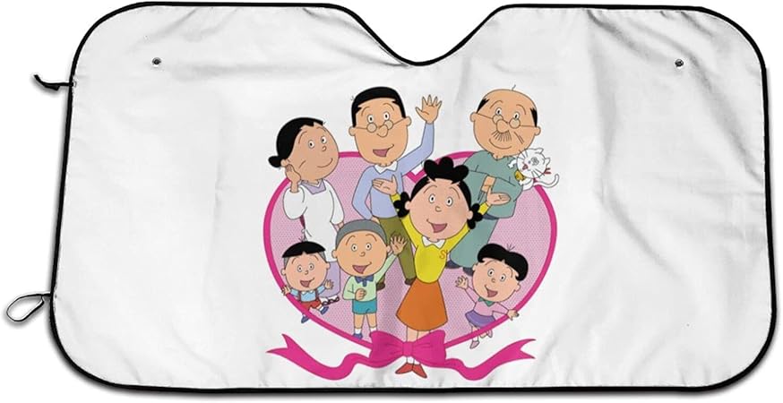 Amazon Co Jp サザエさん 3 人気多機能 車用サンシェード 高密度生地 駐車 断熱 遮光 汎用 自動車 フロント 折りたたみ 紫外線対策 Uvカット 簡単取り付け 収納バッグ付 きサイズ130x70cm 車 バイク