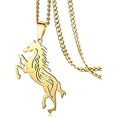 VASSAGO Horse Necklace for Women Men Stainless Steel Horse Pendant Necklace Animal Jewelry Horse Lover Gifts