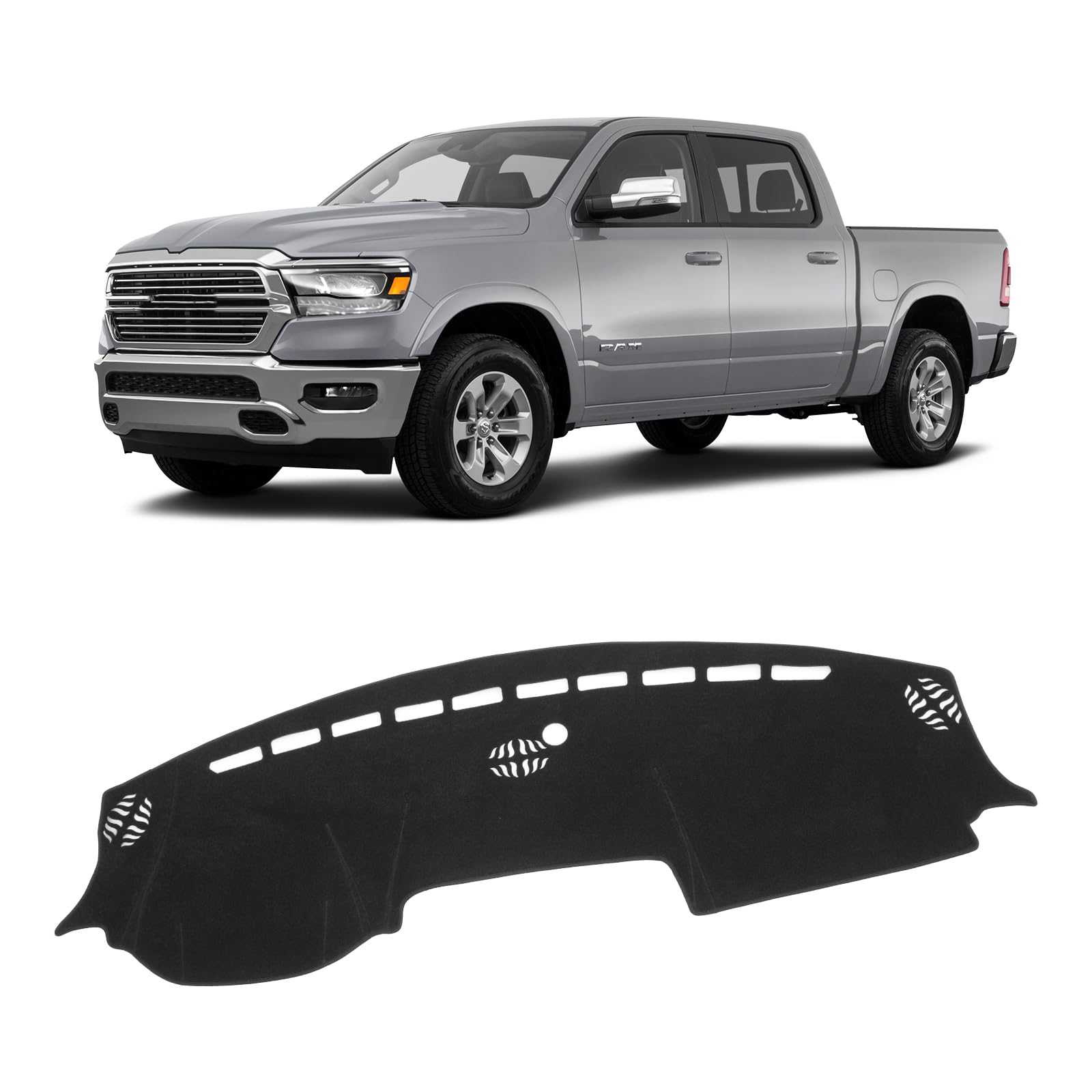 Photo 1 of KUST Car Dash Cover for Dodge RAM 1500 2500 3500 2019-2024 2025 2026 Non-Slip Interior for Dodge RAM Accessories Center Console Dash Cover Custom Fit Dash Mat Sunshade Windshield Glare Black
