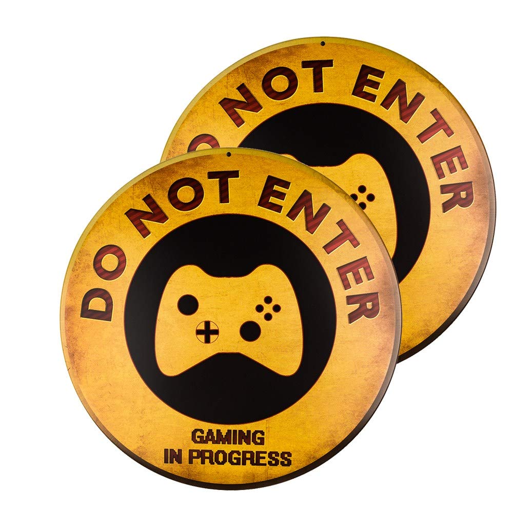 不适用 2 Pack Do Not Enter Gaming in Progress Retro Rustic Novelty Metal Indoor Sign
