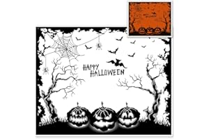 THREETOLS Happy Halloween Pumpkin Clear Stamp Silicone Stamp,Bat Tree Spide Web Pattern Frame Clear Rubber Stamp for Holiday Card Making Decoration and DIY Scrapbooking Album DIY Crafts