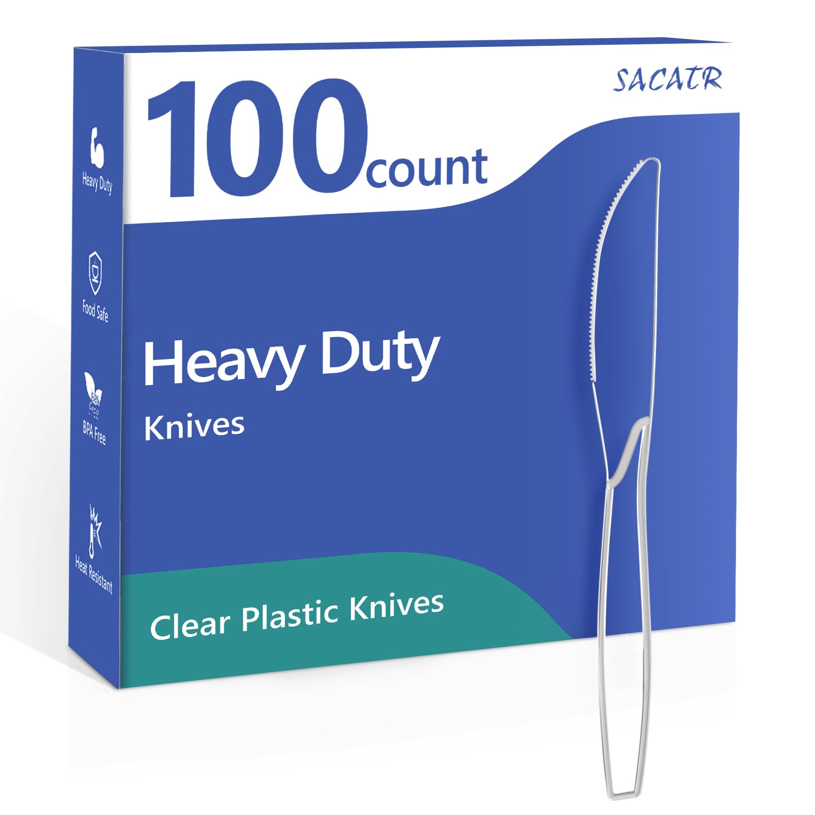 Photo 1 of SACATR 100 Count Heavy Duty Plastic Knives Disposable, BPA-Free Clear Plastic Knives?Suitable for Party, Events and Everyday Use
