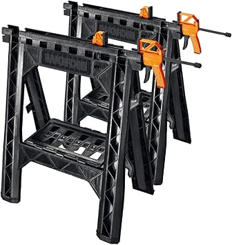 WORX Clamping Sawhorse Pair with Bar 