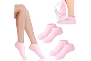 2 Pairs Silicone Socks for Women, Moisturizing Foot Peel Mask Socks, Pink Foot Mask for Dry Cracked Feet, Spa Gel Heel Socks 