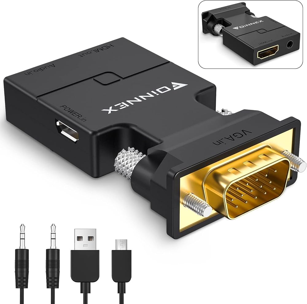 FOINNEX VGA to HDMI Adapter Converter Audio 1080P PC Laptop Projector Convertor