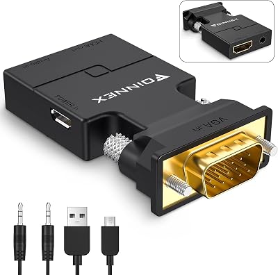 FOINNEX VGA to HDMI Adapter Converter Audio 1080P PC Laptop Projector Convertor