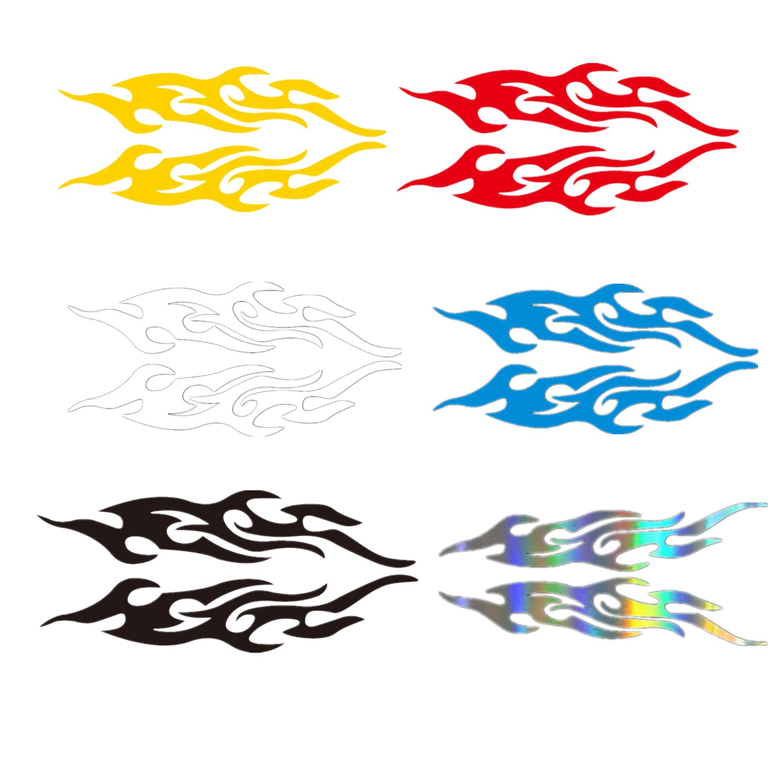 XHBTS 12 Pieces Bike Flame Reflective Decals Helmet Fire Stickers - 6 Colors Decorative Bicycle Decals for DIY