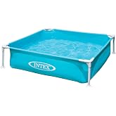 INTEX Kiddie Pool 4ftx 12in Metal Frame for Baby Water Play | 57173EP - Above Ground Swimming Pool with Soft Foam Padding for Kids Ages 2 and Up