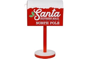 Adroiteet Christmas Decorations Santa Mailbox, 15.5" H x 9.5" W Express Mail to North Pole Metal Letter Box, Christmas Decorative Box for Home Room Indoor Outdoor Front Door Xmas Holiday Party