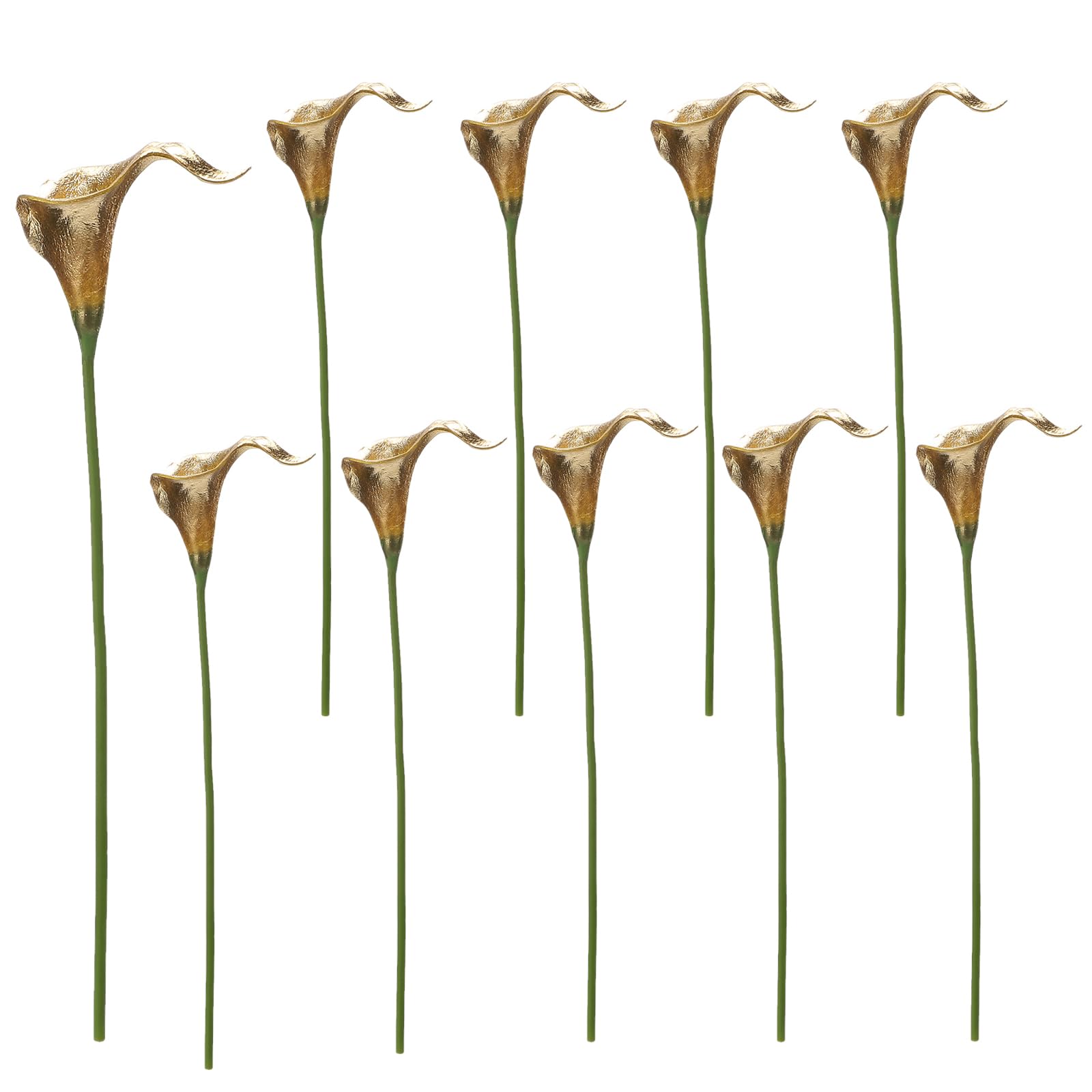 BEIJIALY 10 pcs Artificial Flowers Fake Calla Lily Flowers, Real Touch Calla Lilies Flowers Fake Calla Lily for Table Centerpiece Wedding Bouquet Flowers Arrangement, 14.17 inch(Gold)