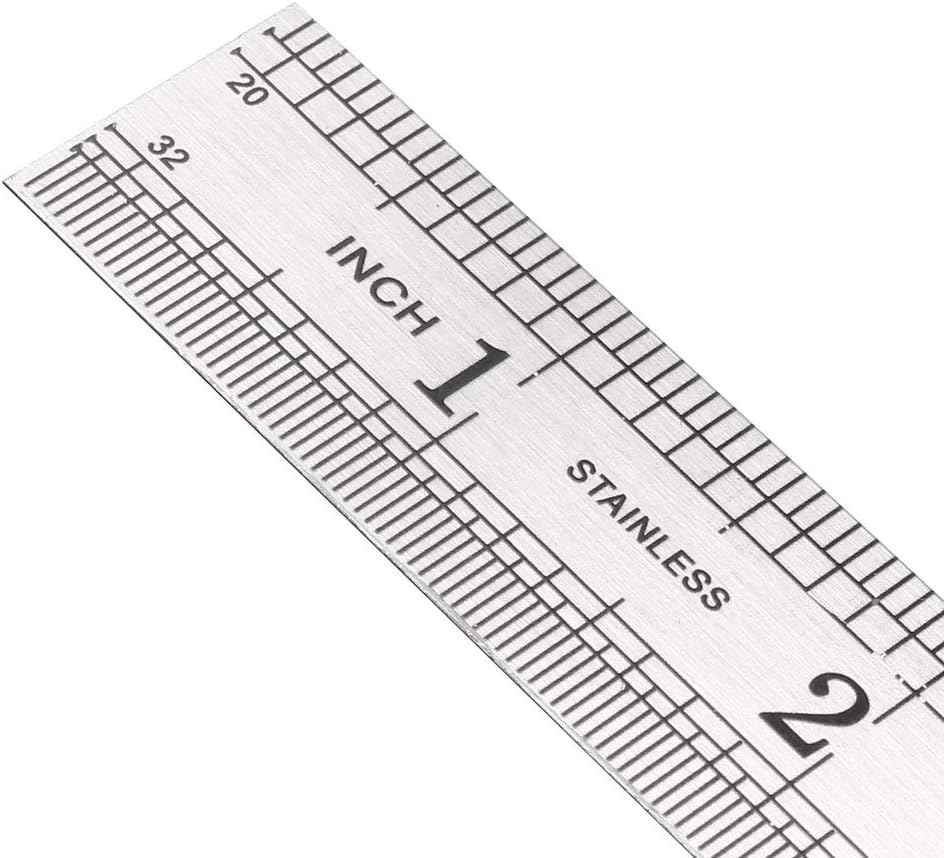 sourcing map Stainless Steel Ruler 6-inch (15cm) Straight Ruler Inches and Metric for Measuring Drawing 6pcs - Image 4