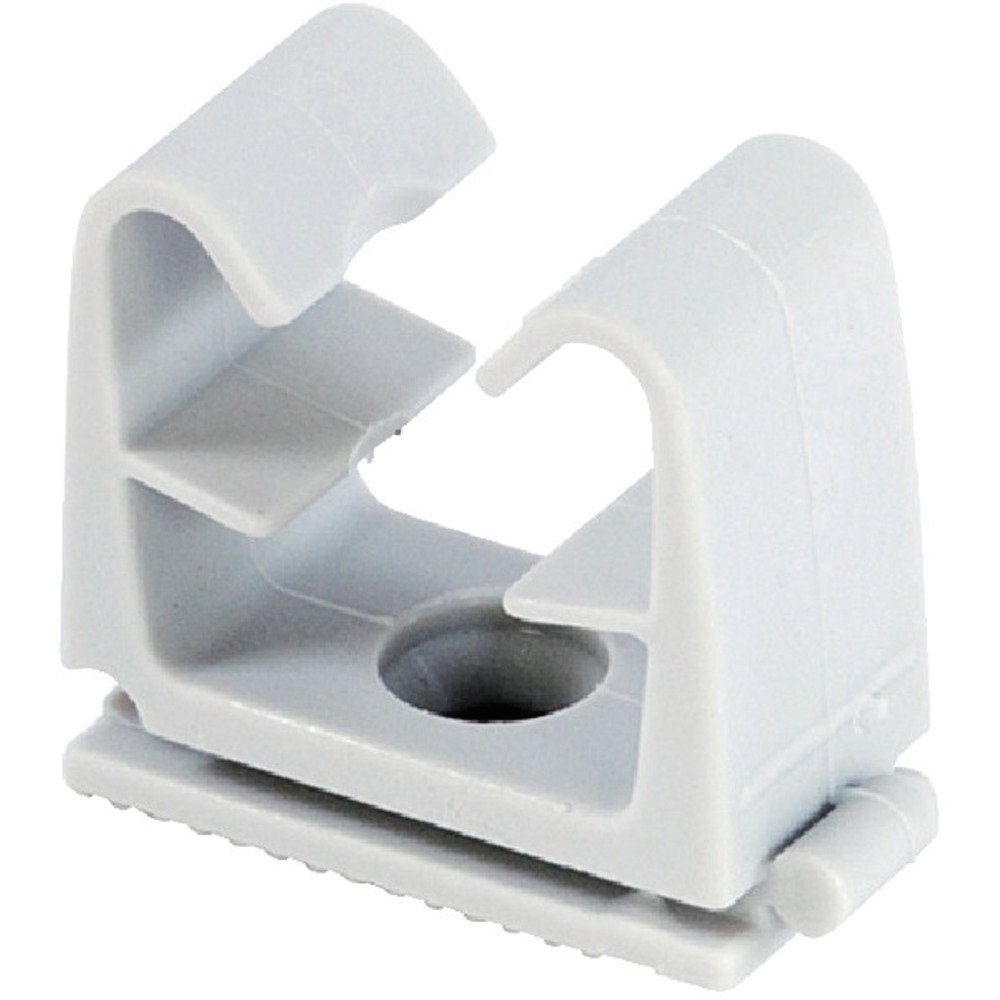 fischer Pipe Clip FC 12-16 GR, Flexible Attachment, for Various Cable and Pipe Diameters, Flexible Attachment with C-Profile Rail, Attachment of up to Three Pipe Clips, Pack of 50