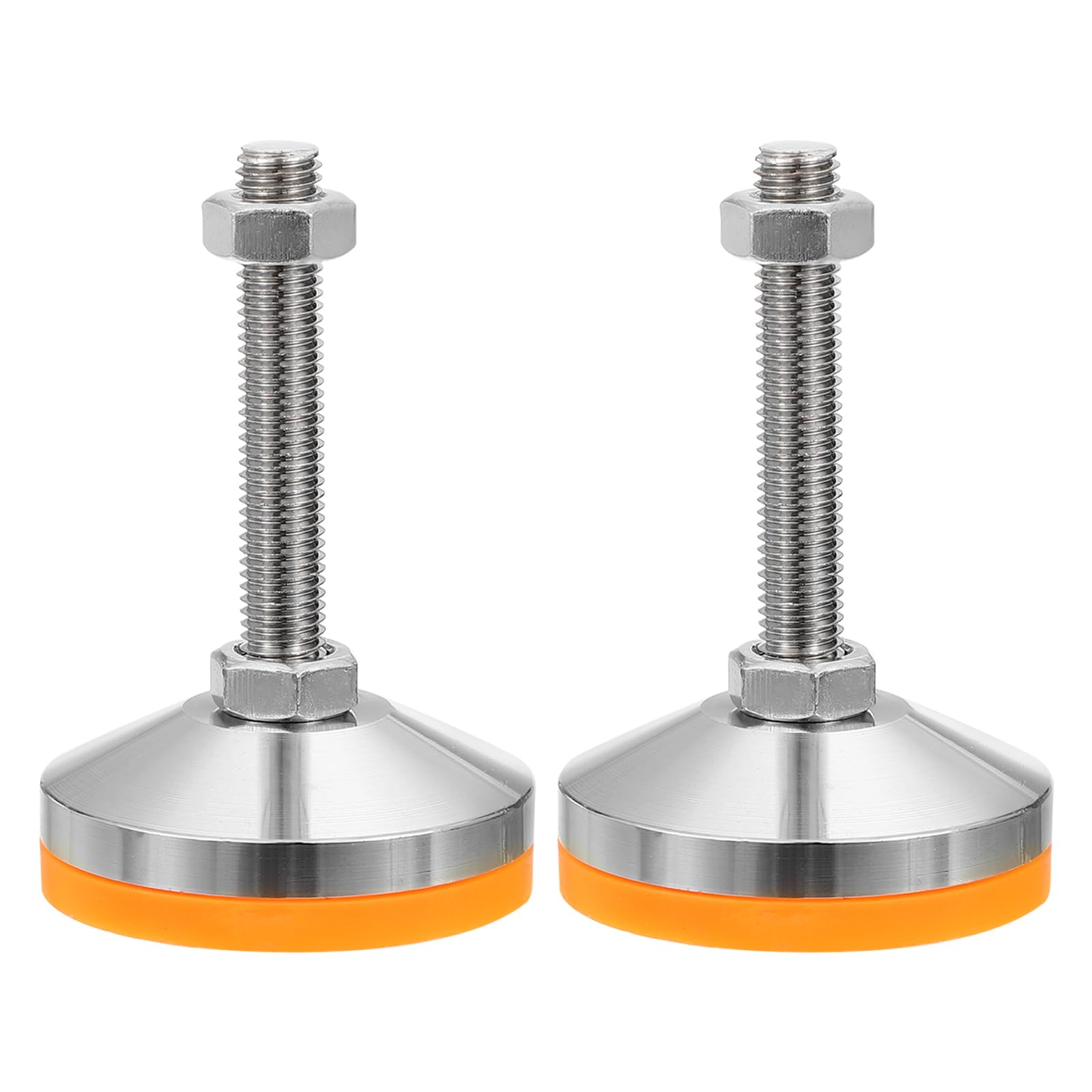 PATIKIL Furniture Leveling Feet 3.2" Dia Base M16 Thread, 2 Pcs Carbon Steel Adjustable Threaded Furniture Levelers Screw on Leg Leveler with Pads for Desk Chair Cabinet, Orange