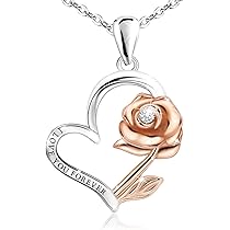 Amazon.com: Sterling Silver Rose Heart Necklace for Women