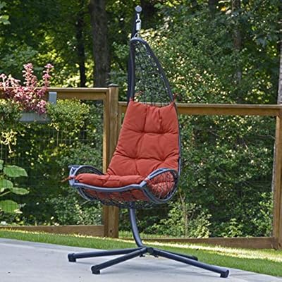 Algoma Net Company 7175RD Cushioned Rattan Wicker Stand Hanging Chair, Red 61bS6MGMY8L. SS400