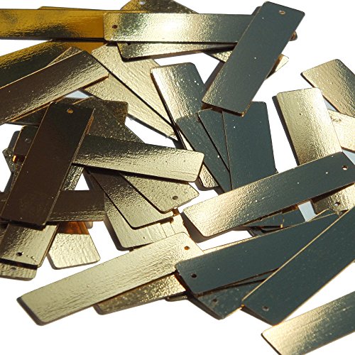 Gold Sequin Skinny Rectangle 1.5 inch Couture Metallic Loose Paillettes. Made in USA.