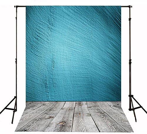 CXJ Marbled Gossamer Blue Wall Wood Floor Background 1.5X2M (5x6.5ft) Suede Thick Cloth Fabric Customized 3D Semaless Printed Backdrop for Photography Studio J01437