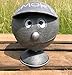 WHW Whole House Worlds Big Mouth Smokey Ashtray, Lidded Dome with Pedestal Base, Lift Up Visor, BBQ Grill Party Style, Gray Distressed Lacquered Iron, 6 Inches Tall