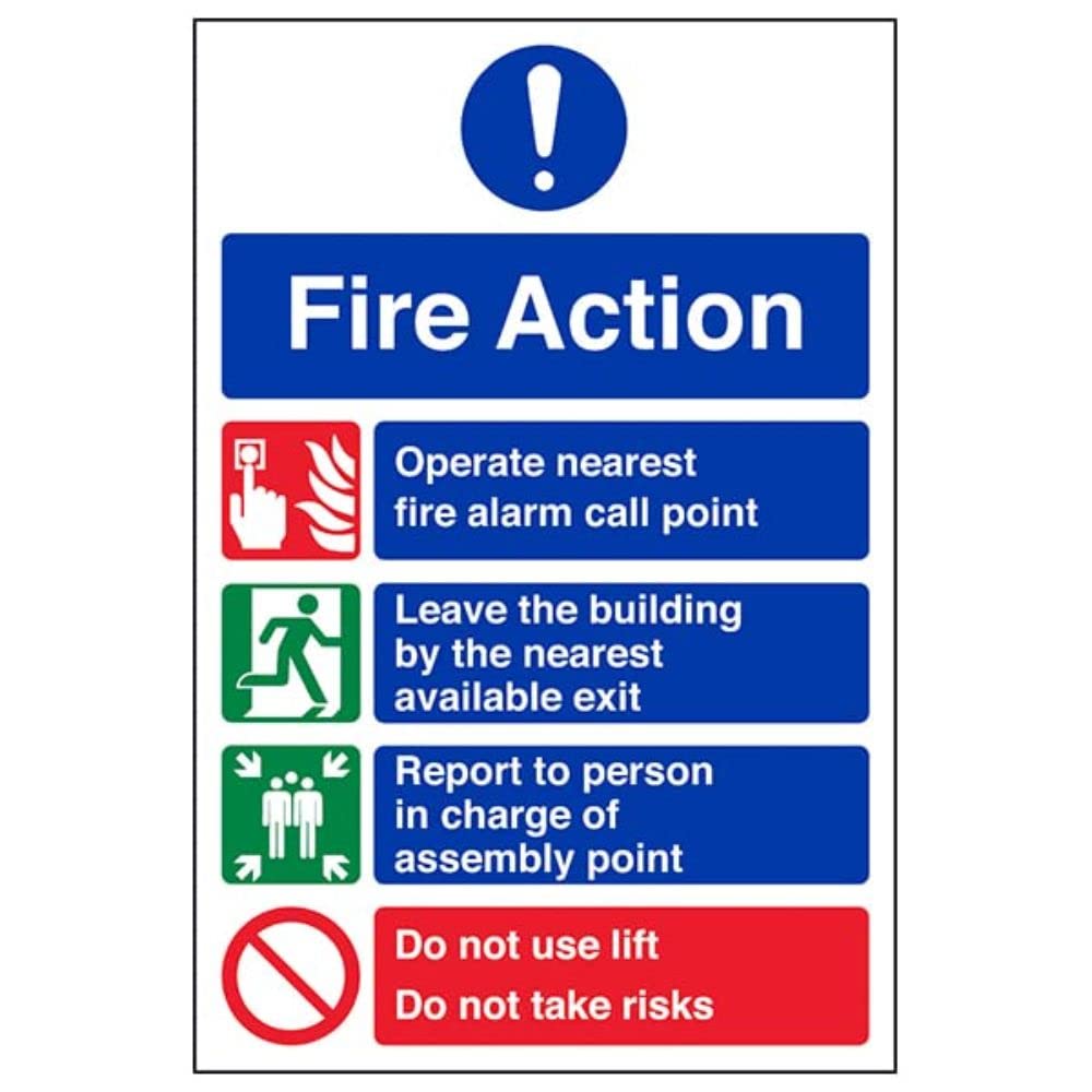 Fire Action - Prohibition/Safe Lifts - 200 X 300mm Restickable Safety Sign