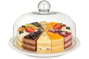 BESTYASH Glass Cake Dome Cover Food-Grade Material 10-Inch Diameter Dustproof and Fresh Keeping for Parties and Desserts