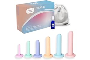 ÆON AEON Gentle Touch Premium Silicone 6-Piece Straight Set for Pelvic Floor Wellness & Flexibility – Soft, Body-Safe Design – Includes 1.3 Oz Glide Moisturizer ($10 Value) & Elegant Storage Bag