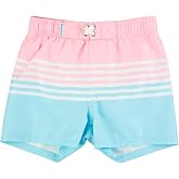 RUGGEDBUTTS Boys Striped Classic - Swim Trunks UPF 50+ | Polyester Blend, UPF 50+ Sun Protection, Premium Quality, Elastic waistband, Inner Mesh Lining, Machine Wash