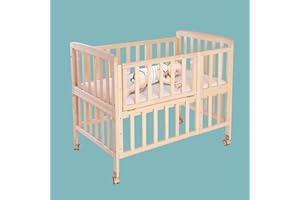 Flwrgirl Portable Mini Baby Crib - Convertible Baby Cribs with Soft Foam Mattress(38 * 24"),3 Heights(21",16",12") Bedside Bassinet Sleeper,Bedside Crib Co Sleeper for Small Space,Unpainted