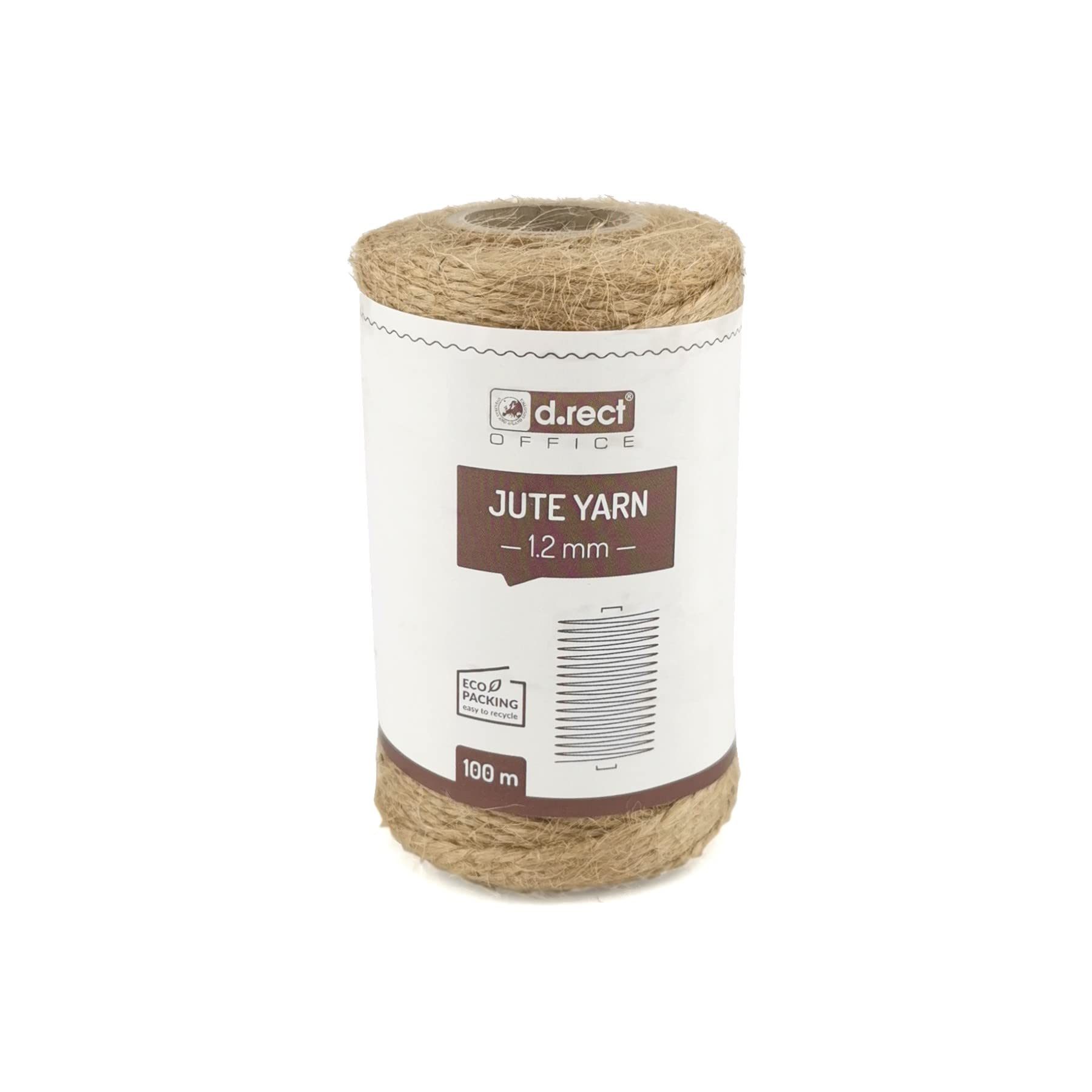 D.RECT 100m Natural Brown Jute Rope, Gift Decorative Wrap Twine | 1.2mm Thick | For: Packaging, DIY Crafts, Floristry, Decorating, Home Decor | 800155 — image 1